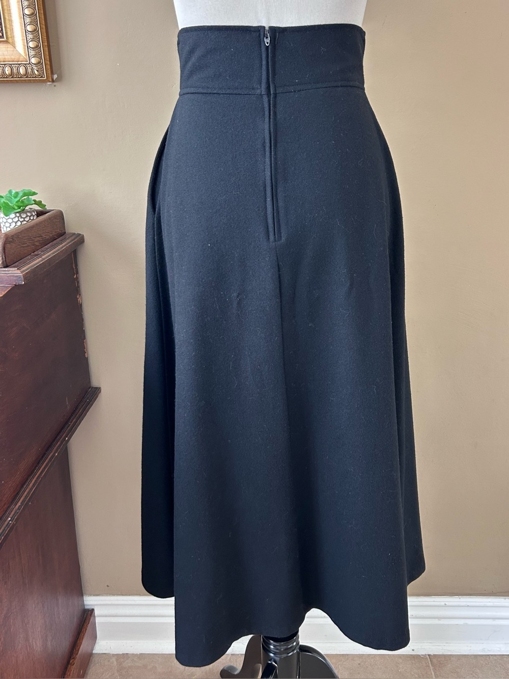 Vintage Ira Joyce Black Wool Midi Maxi Skirt A-Line Witchy High Waist Size Small - Picture 5 of 10